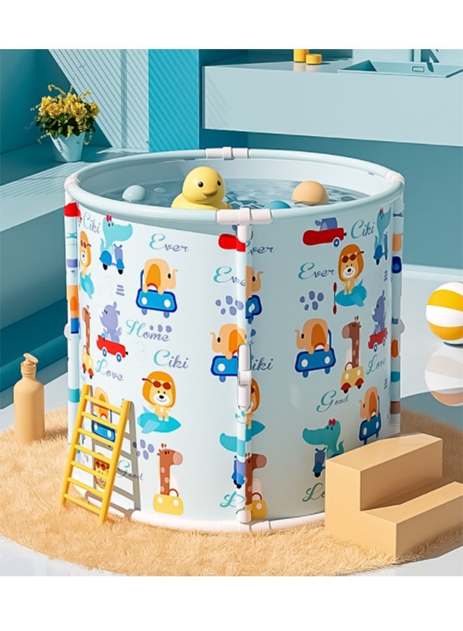 Foldable Portable Bath Bucket, PVC Bath Cloth Bucket, Enlarged and Deepened Independent Bathtub, Suitable for Family SPA/Hot Cold Baths, Suitable for Adults/Children/Babies (Blue) - Image 1