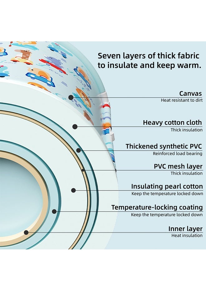 Foldable Portable Bath Bucket, PVC Bath Cloth Bucket, Enlarged and Deepened Independent Bathtub, Suitable for Family SPA/Hot Cold Baths, Suitable for Adults/Children/Babies (Blue) - Image 5