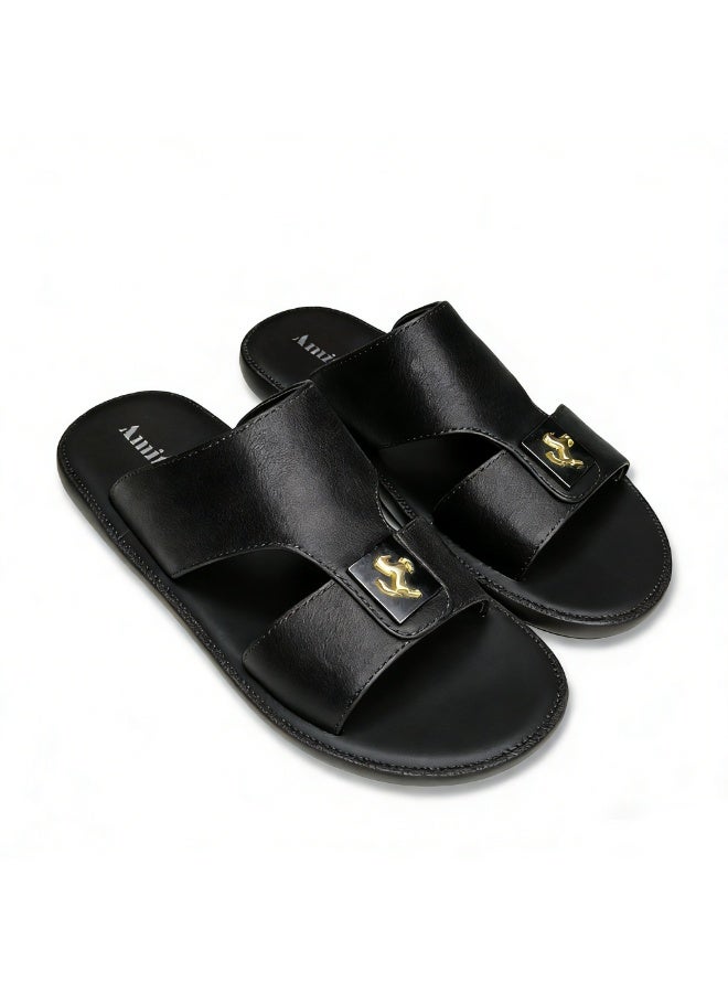 Men's Comfort Arabic Sandals, Black - Image 2