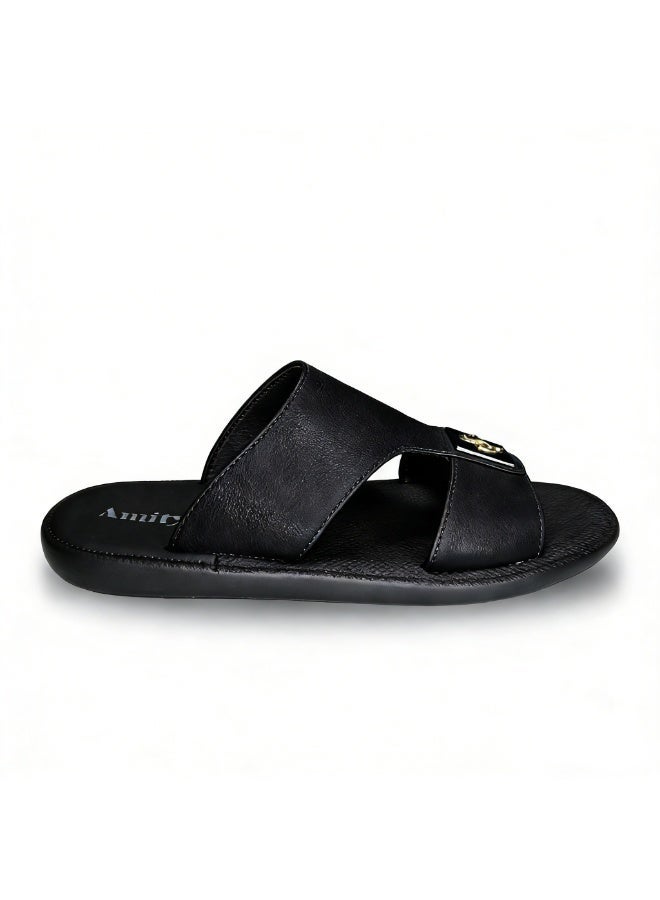 Men's Comfort Arabic Sandals, Black - Image 1
