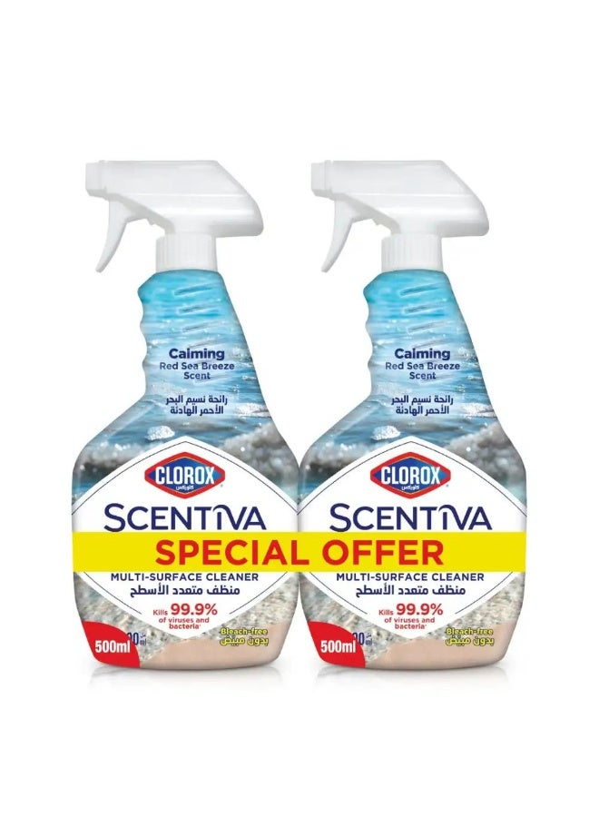 Clorox Scentiva Multi-Surface Cleaner Spray Calming Red Sea Breeze Twin Pack (500ml x 2)