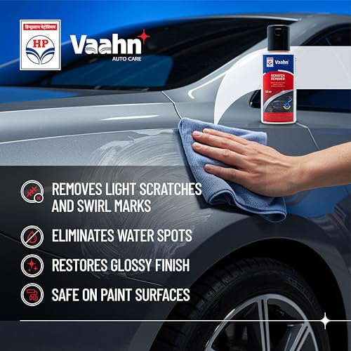 HP Vaahn Car Restoration Kit | Exterior Touch-Up Kit | Scratch Remover (100ml), All Purpose Shiner (300ml) & Microfiber Cloth (40x40 cm, 500 GSM) | Paint Restore & Shine Combo - Image 4