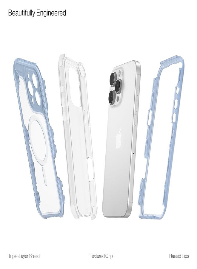 ORIbox Seralyn Series for iPhone 16 Pro Max Case - MagSafe Compatible, Triple-Layer Shockproof Protection, Crystal-Clear Back with Elegant Matte Frame(6.9", Frosted Azure) - Image 3