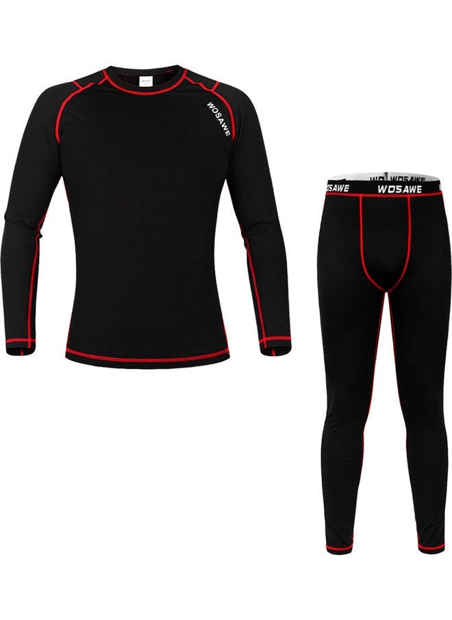 Generic - Men Long Sleeve Thermal Fleece Lined Compression Underwear Set Bicycle Jersey Base Layer Shirt and Pants Leggings for Cycling Running Jogging - Image 1