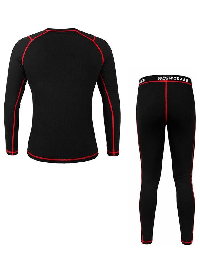 Generic - Men Long Sleeve Thermal Fleece Lined Compression Underwear Set Bicycle Jersey Base Layer Shirt and Pants Leggings for Cycling Running Jogging - Image 1