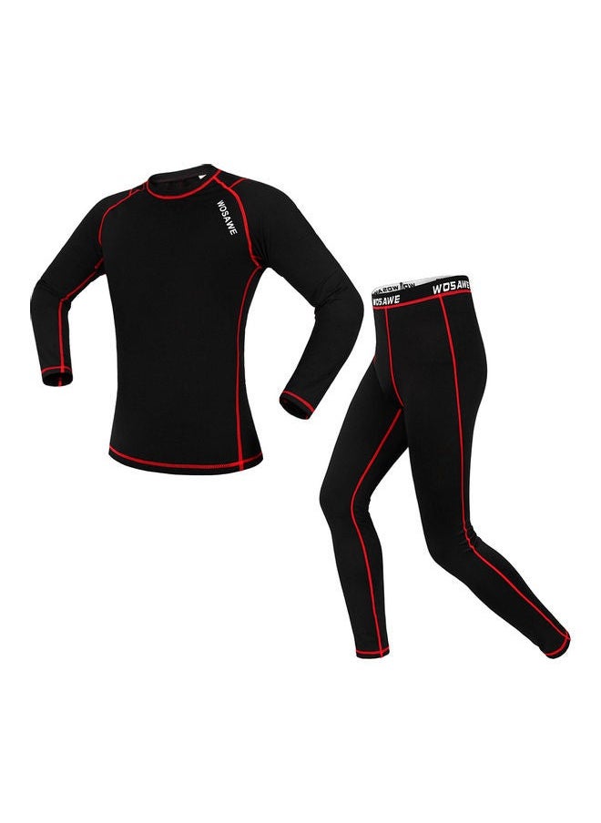 Generic - Men Long Sleeve Thermal Fleece Lined Compression Underwear Set Bicycle Jersey Base Layer Shirt and Pants Leggings for Cycling Running Jogging - Image 1