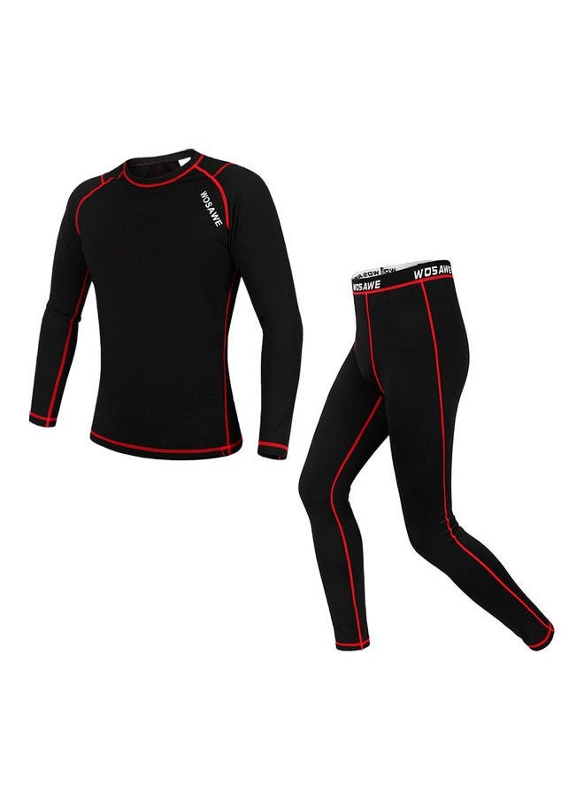 Generic - Men Long Sleeve Thermal Fleece Lined Compression Underwear Set Bicycle Jersey Base Layer Shirt and Pants Leggings for Cycling Running Jogging - Image 1