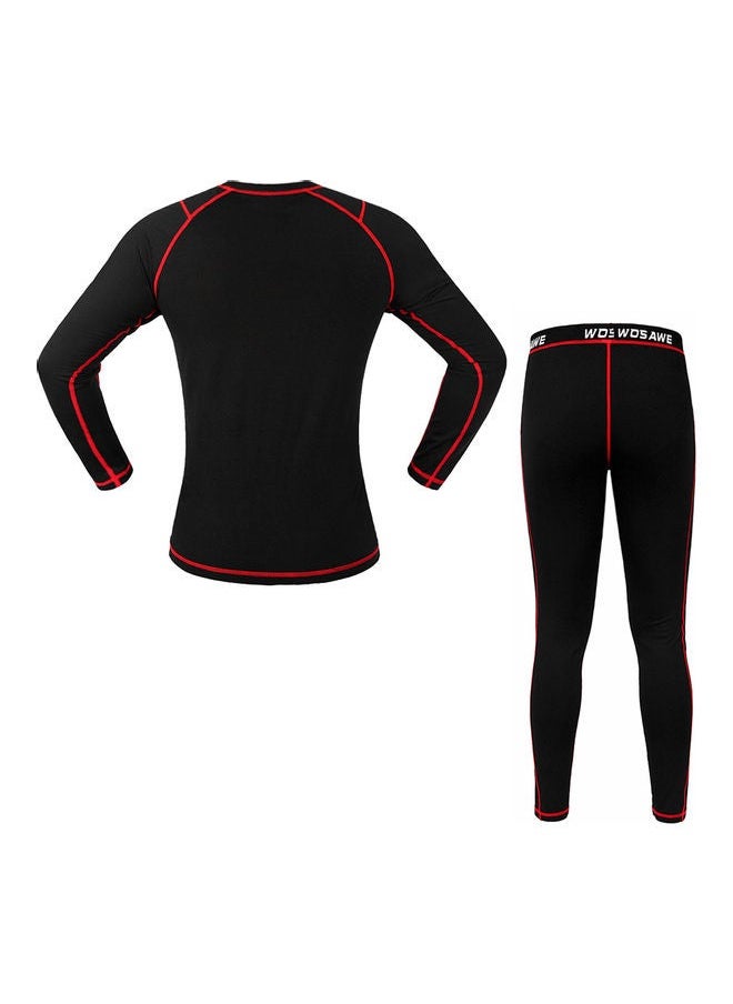 Generic - Men Long Sleeve Thermal Fleece Lined Compression Underwear Set Bicycle Jersey Base Layer Shirt and Pants Leggings for Cycling Running Jogging - Image 1
