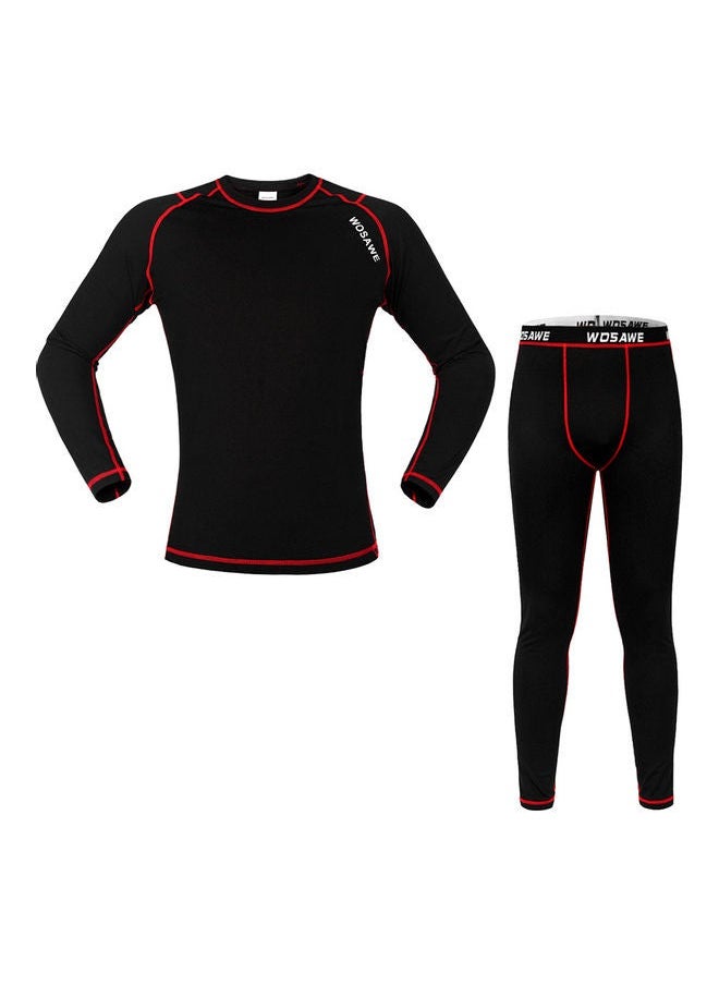 Generic - Men Long Sleeve Thermal Fleece Lined Compression Underwear Set Bicycle Jersey Base Layer Shirt and Pants Leggings for Cycling Running Jogging - Image 1