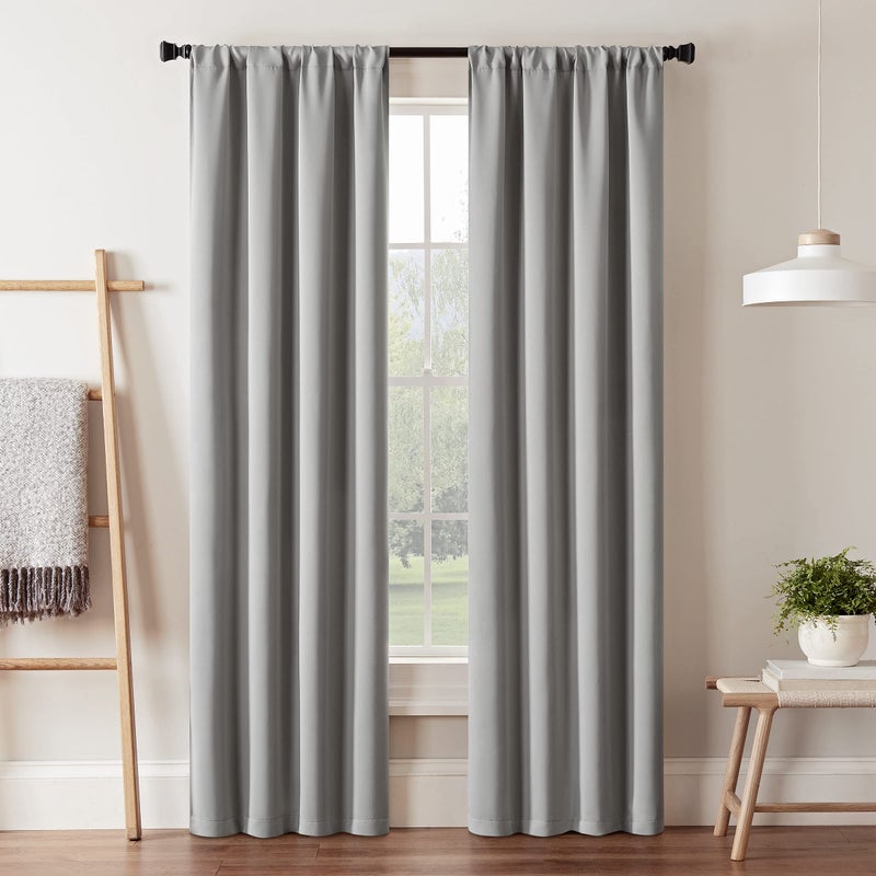 ECLIPSE Blackout Curtains for BedroomDarrell 37 x 84 Insulated Darkening Single Panel Rod Pocket Window Treatment Living Room Grey - Image 1