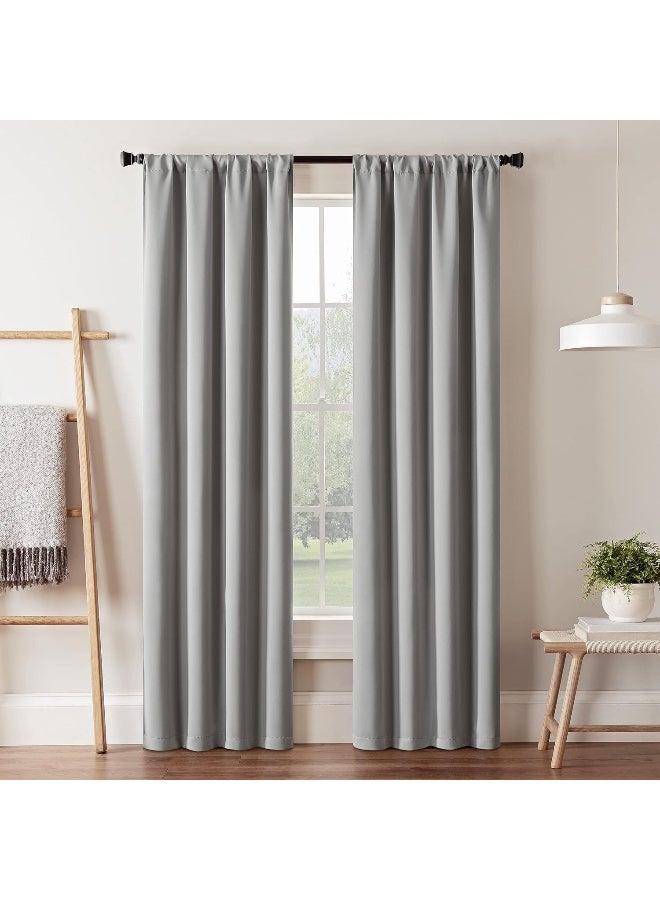 ECLIPSE Blackout Curtains for BedroomDarrell 37 x 84 Insulated Darkening Single Panel Rod Pocket Window Treatment Living Room Grey - Image 2