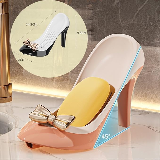 ZURITY Heel Shape Soap Holder Shoe Shape Soap Tray Sponge Holder Self Draining Soap Dish for Countertop/Bathtub/Shower/Bathroom/Kitchen Bathroom Organizer & Accessories (Pack of 1,Multicolor) - Image 3