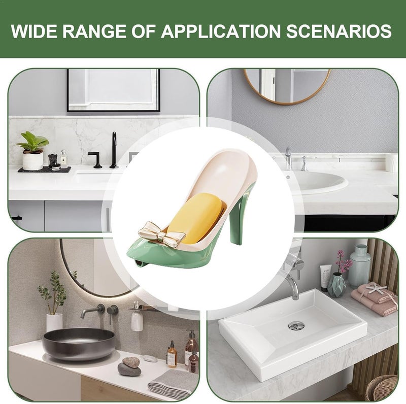 ZURITY Heel Shape Soap Holder Shoe Shape Soap Tray Sponge Holder Self Draining Soap Dish for Countertop/Bathtub/Shower/Bathroom/Kitchen Bathroom Organizer & Accessories (Pack of 1,Multicolor) - Image 5