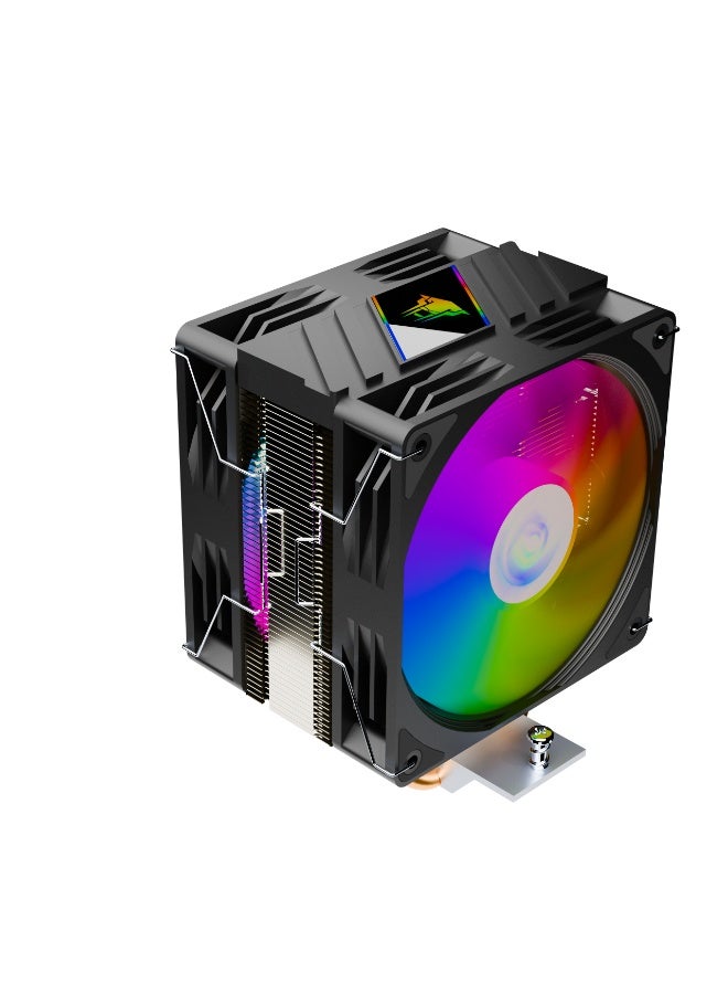 Jungle Leopard K400 PRO Dual Fan CPU Cooler | RGB Air Cooler | 120mm PWM Fans | High Airflow | Intel only Compatible | Quiet 37dBA | 4 Heatpipes - Image 1