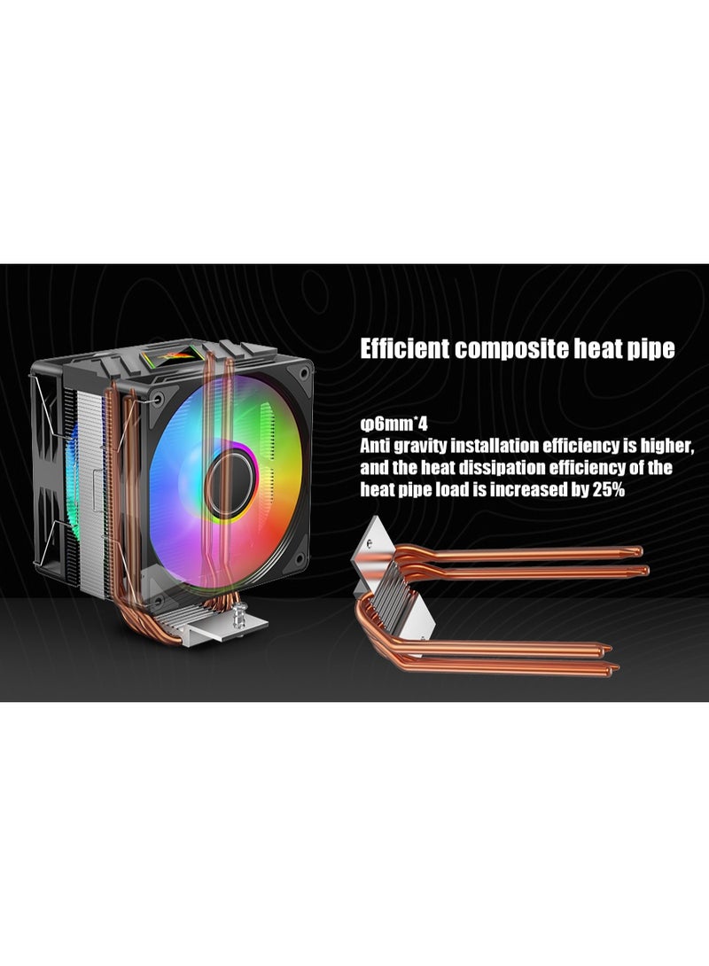 Jungle Leopard K400 PRO Dual Fan CPU Cooler | RGB Air Cooler | 120mm PWM Fans | High Airflow | Intel only Compatible | Quiet 37dBA | 4 Heatpipes - Image 5