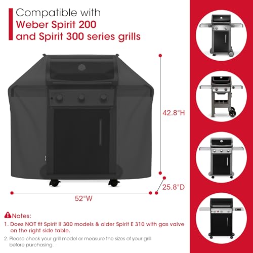 Unicook 52 Inch Grill Cover for Weber Spirit 200 and 300 Series, Gas BBQ Cover for Outdoor Grill, Heavy Duty Waterproof Fade Resistant, Compared to Weber 7106 - Image 2