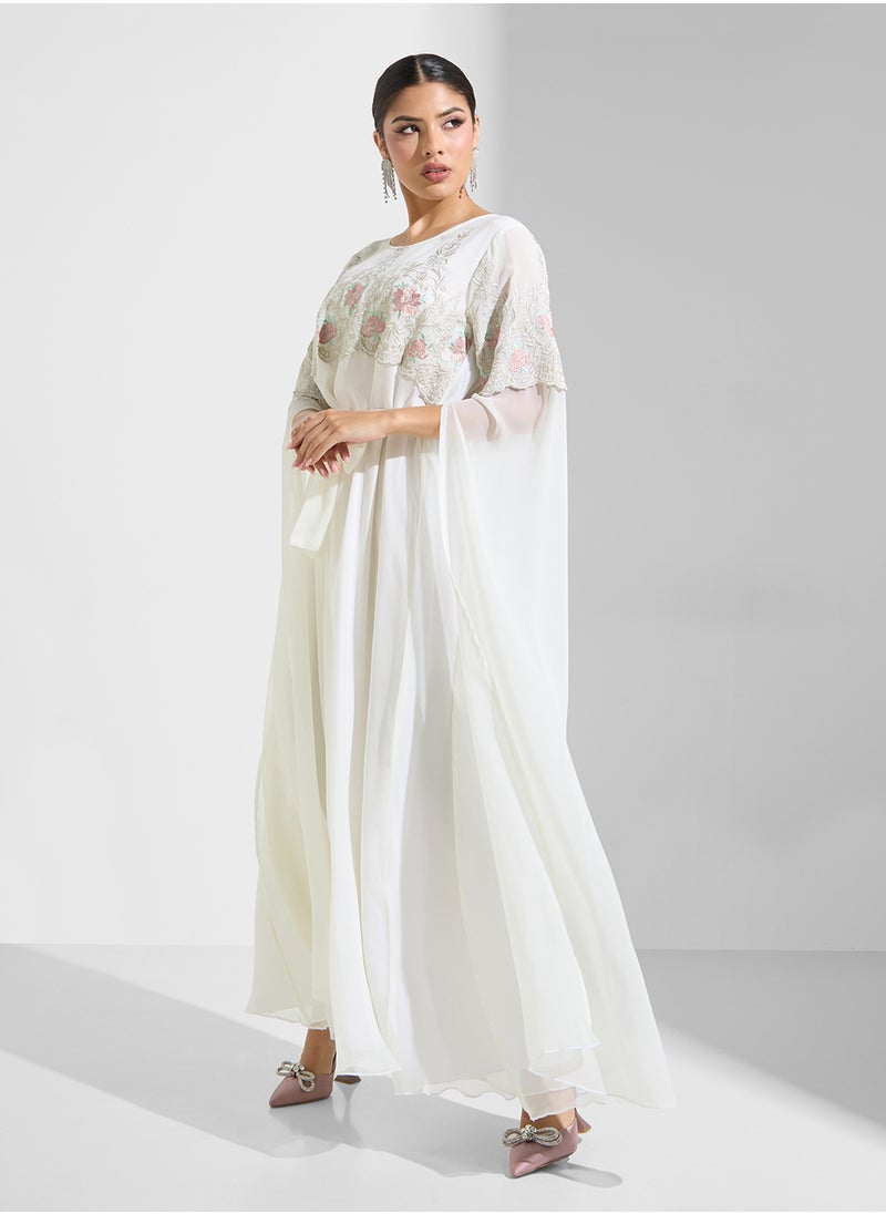 Stylish Embroidered Cape Sleeve Dress - pzsku/Z4FB0A7D3BE60B2F4501BZ/45/_/1737356694/281e322b-c416-4743-9f76-94b78db404d7