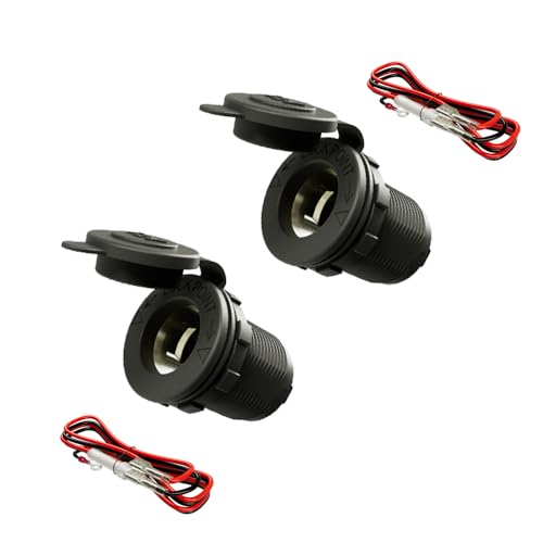 DAMAVO 12V Female Cigarette Lighter Socket DAMAVO YM1084 Cigarette Lighter to Outlet 12V AC Power Socket for Car Automotive Marine ATV Truck RV Boats Receptacle Flush Mount with Waterproof Plug (2 PC) - Image 1