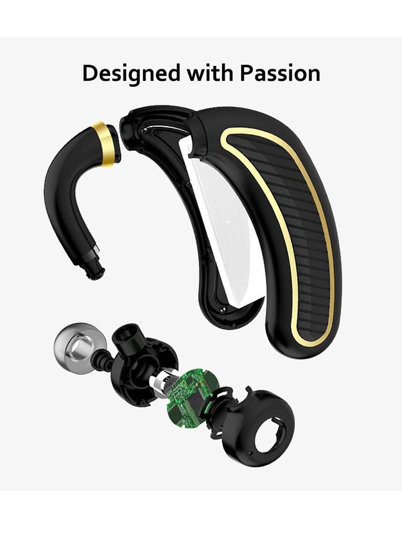 Generic - K21 Bluetooth Headset, In Ear Wireless Mono Bluetooth Headphones With Mic, Comfortable And Lightweight Single Earpiece For Workout Running Outdoors Gaming, (Black And Gold) - Image 1