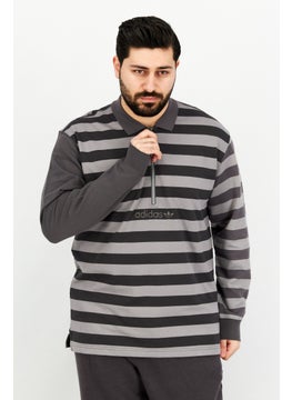 adidas Originals Men Sportswear Fit Long Sleeve Embroidered Logo Sweatshirt, Grey  - Image 1