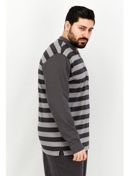 adidas Originals Men Sportswear Fit Long Sleeve Embroidered Logo Sweatshirt, Grey  - Image 3