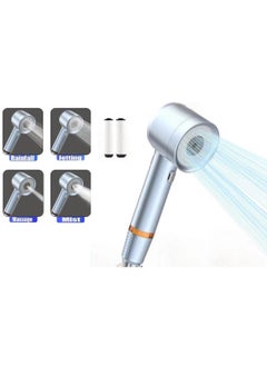 OUYoo OUYoo High Pressure Handheld Shower Head with Cotton Filter, 4 Modes Water Saving Filter, Pause Switch, Luxury Blue Showerhead for Healthier Bathing Experience.（Blue）  - Image 1