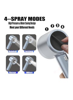 OUYoo OUYoo High Pressure Handheld Shower Head with Cotton Filter, 4 Modes Water Saving Filter, Pause Switch, Luxury Blue Showerhead for Healthier Bathing Experience.（Blue）  - Image 2