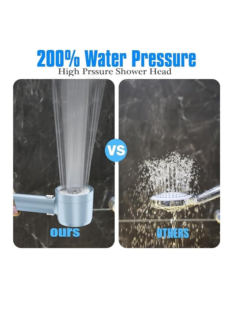 OUYoo - OUYoo High Pressure Handheld Shower Head with Cotton Filter, 4 Modes Water Saving Filter, Pause Switch, Luxury Blue Showerhead for Healthier Bathing Experience.（Blue） - Image 1