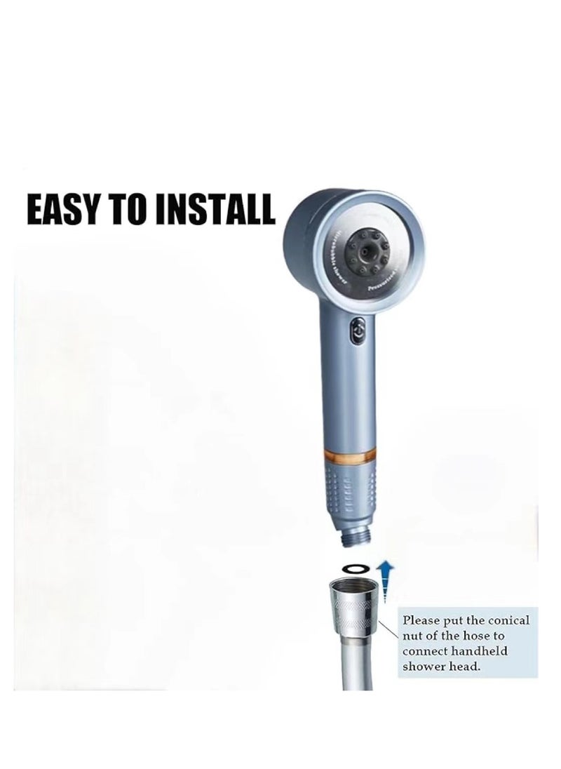 OUYoo - OUYoo High Pressure Handheld Shower Head with Cotton Filter, 4 Modes Water Saving Filter, Pause Switch, Luxury Blue Showerhead for Healthier Bathing Experience.（Blue） - Image 1