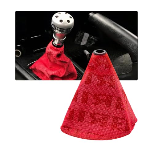 SHMZK Car Shift Boot Cover Fabric Shifter Lever Knob Boot Dustproof Cover with Stitch Manual Automatic Speed Shifter Boots Gear Gaiter for Most Vehicles Car Accessories Red - Image 1