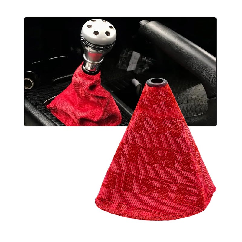 SHMZK Car Shift Boot Cover Fabric Shifter Lever Knob Boot Dustproof Cover with Stitch Manual Automatic Speed Shifter Boots Gear Gaiter for Most Vehicles Car Accessories Red - Image 3