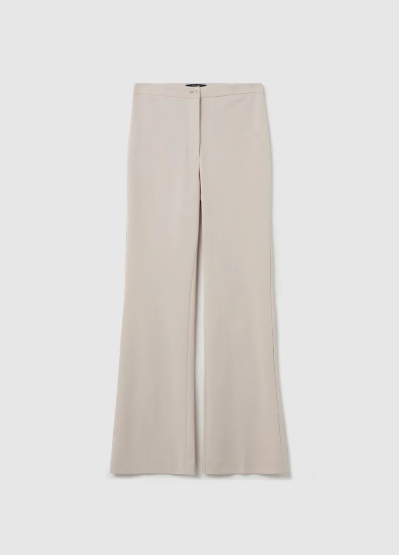 Ovs Solid Colour Flare-Fit Trousers