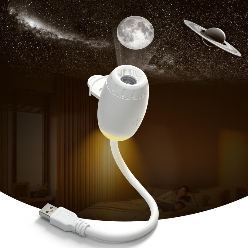 2 in 1 USB Galaxy Star Projector Light with 3 Projection Films,Adjustable Focus,Ambient Night Lights for Room/Car Roof, 360° Adjustable Car Interior Atmosphere Projection Lamp - Image 1