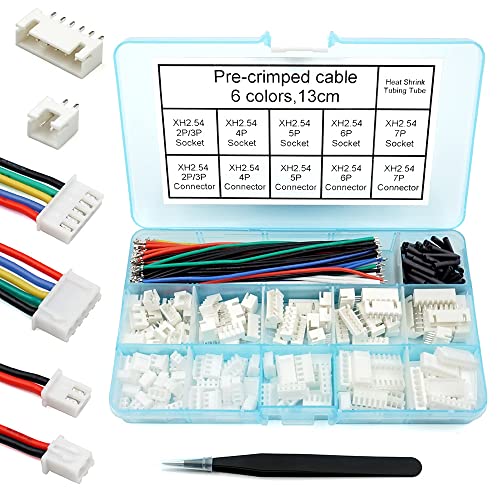elechawk 2.54mm XH Connector Socket Kit with pre-Crimped Cable Wire 2/3/4/5/6/7 Pin Housing JST Adapter Cable Male and Female Compatible with JST-XH Connector (Connector&Socket) - Image 1