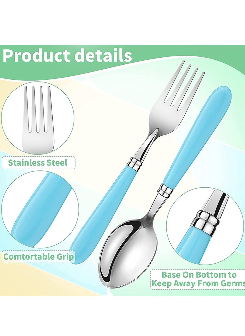 Generic - Kids Utensils Stainless Steel Fork and Spoon Set Child Stainless Steel Flatware Set with Silicone Round Handle Safe Cutlery Set with Travel Cases( 3 Sets ) - Image 1