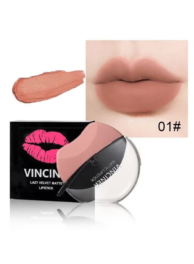 فينسينر أحمر شفاه Lazy Velvet Matte على شكل أحمر شفاه ، سهل التطبيق ، أحمر شفاه غير لامع طويل الأمد وغير لامع غير لامع عارية # 01 - Image 1