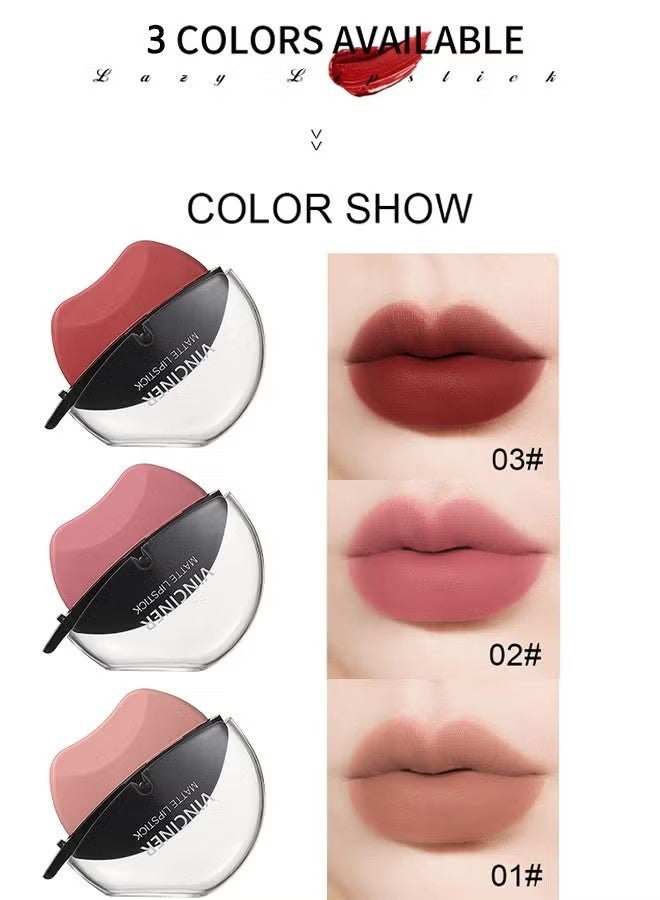 فينسينر أحمر شفاه Lazy Velvet Matte على شكل أحمر شفاه ، سهل التطبيق ، أحمر شفاه غير لامع طويل الأمد وغير لامع غير لامع عارية # 01 - Image 4