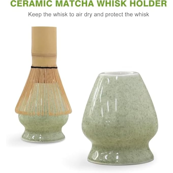 CozyNook Japanese Matcha Tea Set 5Pcs Matcha Whisk Set With Matcha Bowl Matcha Bamboo Whisk Scoop Whisk Holder Stainless Steel Tea Sifter Tea Making Kit - Image 5
