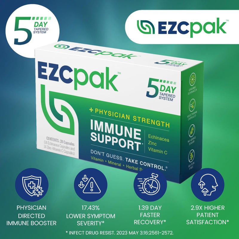 EZC Pak EZC باك 5 أيام دعم المناعة المتدرج - مكمل دعم المناعة بالفيتامينات، إشنسا، زنك، فيتامين C، فيتامينات لدعم نظام المناعة، معززات المناعة للبالغين - فيتامينات دعم المناعة - Image 3