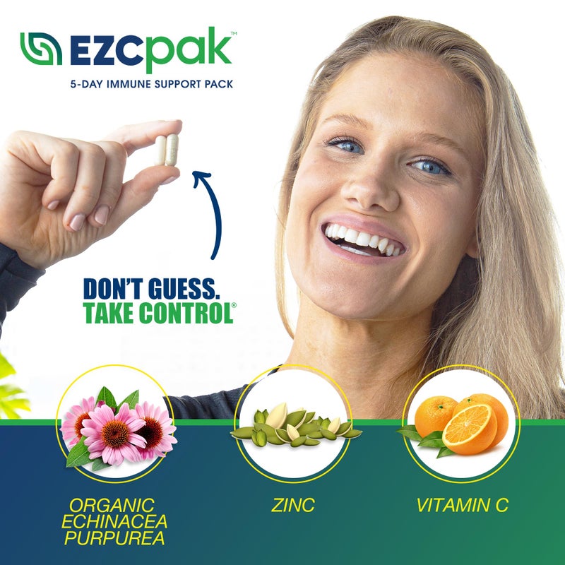 EZC Pak EZC باك 5 أيام دعم المناعة المتدرج - مكمل دعم المناعة بالفيتامينات، إشنسا، زنك، فيتامين C، فيتامينات لدعم نظام المناعة، معززات المناعة للبالغين - فيتامينات دعم المناعة - Image 5