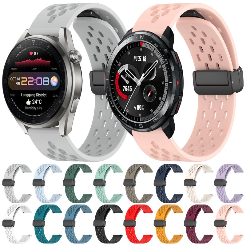 erorex For Huawei Watch Gt3 Pro 46Mm 22Mm Folding Magnetic Clasp Silicone Watch Band(White) - Image 3