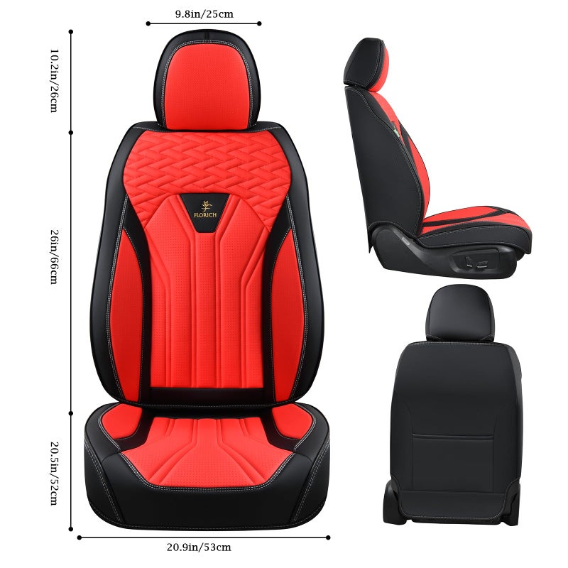 FLORICH Leather Seat Covers, Seat Covers Full Set, Car Seat Protectors 5 Seats,Automotive Seat Covers Fit for Most Cars Trucks-Black&Red - Image 3