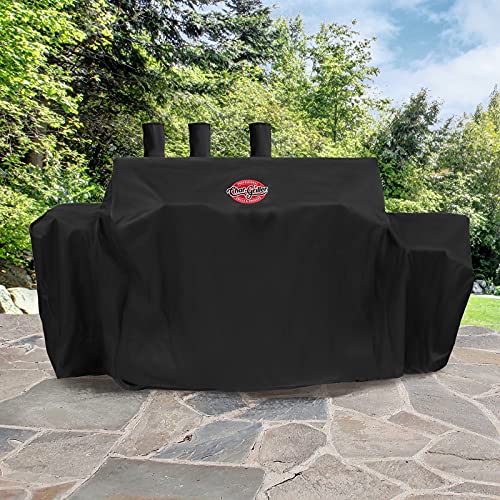Char-Griller® 3-Burner Dual Fuel Expandable Propane Gas and Charcoal Outdoor Polyester Grill and Smoker Cover in Black, 29in x 65in x 49in, Model 8080 - Image 5
