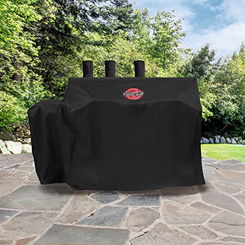 Char-Griller® 3-Burner Dual Fuel Expandable Propane Gas and Charcoal Outdoor Polyester Grill and Smoker Cover in Black, 29in x 65in x 49in, Model 8080 - Image 4
