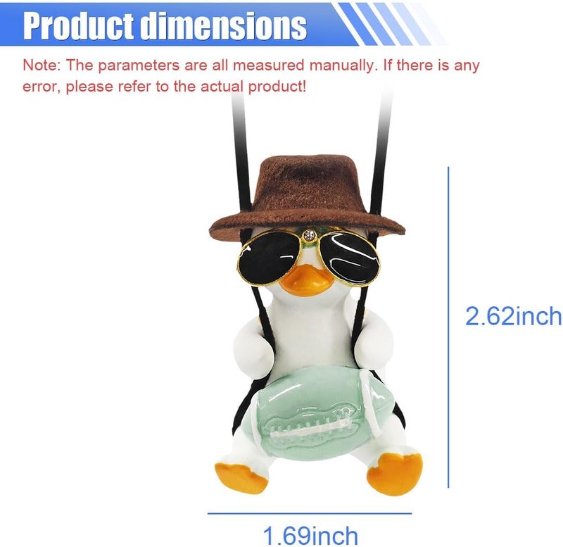 LHDOS Swinging Duck Car Hanging Ornament, Cool Car Rear View Mirror Charm, Funny Auto Interior Pendant Accessories, Cute Car Decoration for Men Women (Rugby Duck) - Image 2