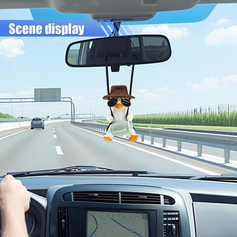 LHDOS Swinging Duck Car Hanging Ornament, Cool Car Rear View Mirror Charm, Funny Auto Interior Pendant Accessories, Cute Car Decoration for Men Women (Rugby Duck) - Image 5