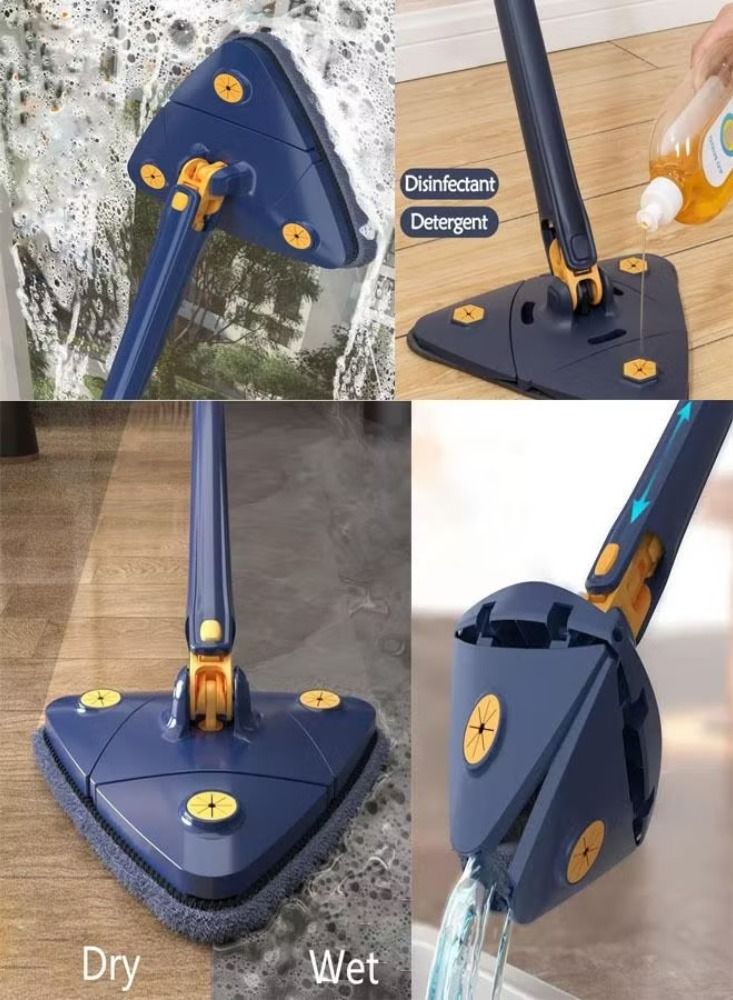 Mop 360 Degree Rotatable Adjustable Triangle Cleaning Wall Mop Wall Cleaner with Automatic Water Squeezing - Image 3