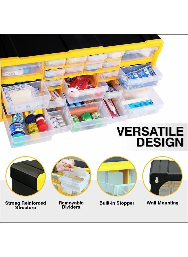 Alkon Plastic Component Organizer with 22 Drawers ACO 22 Small Parts Storage Unit | Organization Cabinet | Office Supplies | Stationary | Nuts, Screws & Bolts | Small Hardware | Workshop & Garage | DIY | Hobbies | Crafts | LEGO | Toys | Collectables | Sewing | Jewellery | Pharmacy | Medicine | Clinic | Hospital | Shop | Mobile | Electronics | Cables - Image 3