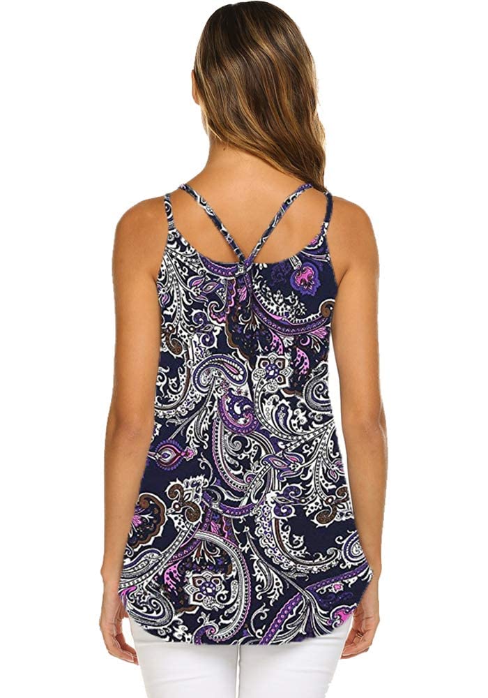 Supnier Loose Sleeveless Floral Tank Shirts for Women Summer (Purple, XL) - Image 3