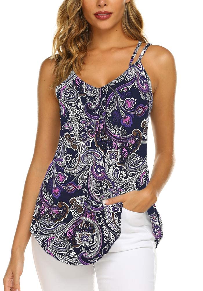 Supnier Loose Sleeveless Floral Tank Shirts for Women Summer (Purple, XL) - Image 1